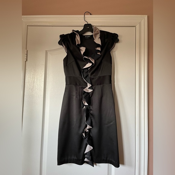 BCBG Paris little black cocktail dress, ruffle, holiday, size 2 - Picture 1 of 5